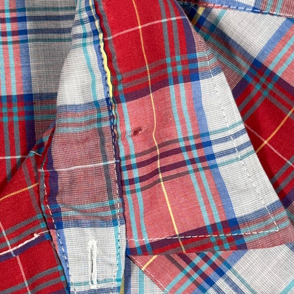 Vintage Open Range Western Shirt Adult EXTRA LARGE Red Plaid Pearl Snap 90s - Picture 6 of 9